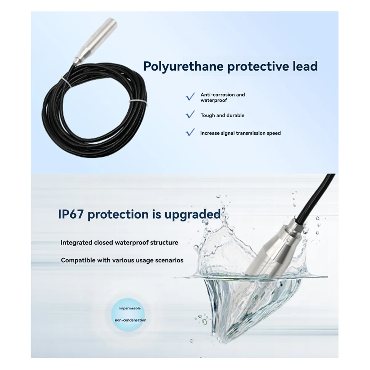 A79G Submersible Water Level Transmitter Liquid Level Sensor High Protection Water Level Measurement 1meters Range 5m Cable