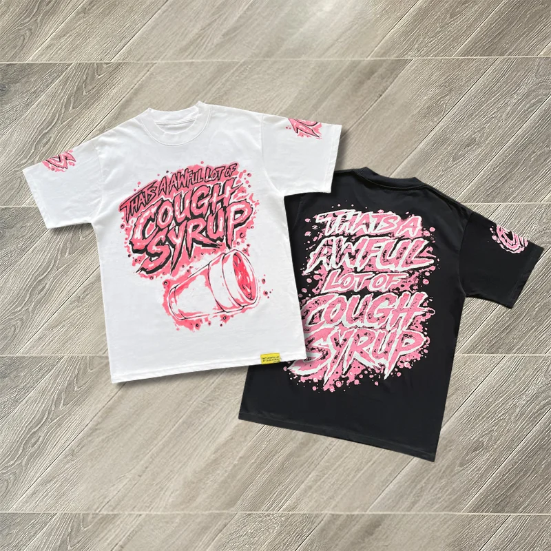 That's A Awful Lot of Cough Syrup Tshirt High Quality Personalized Pink Graffiti Printed Casual Short Sleeve T-shirts