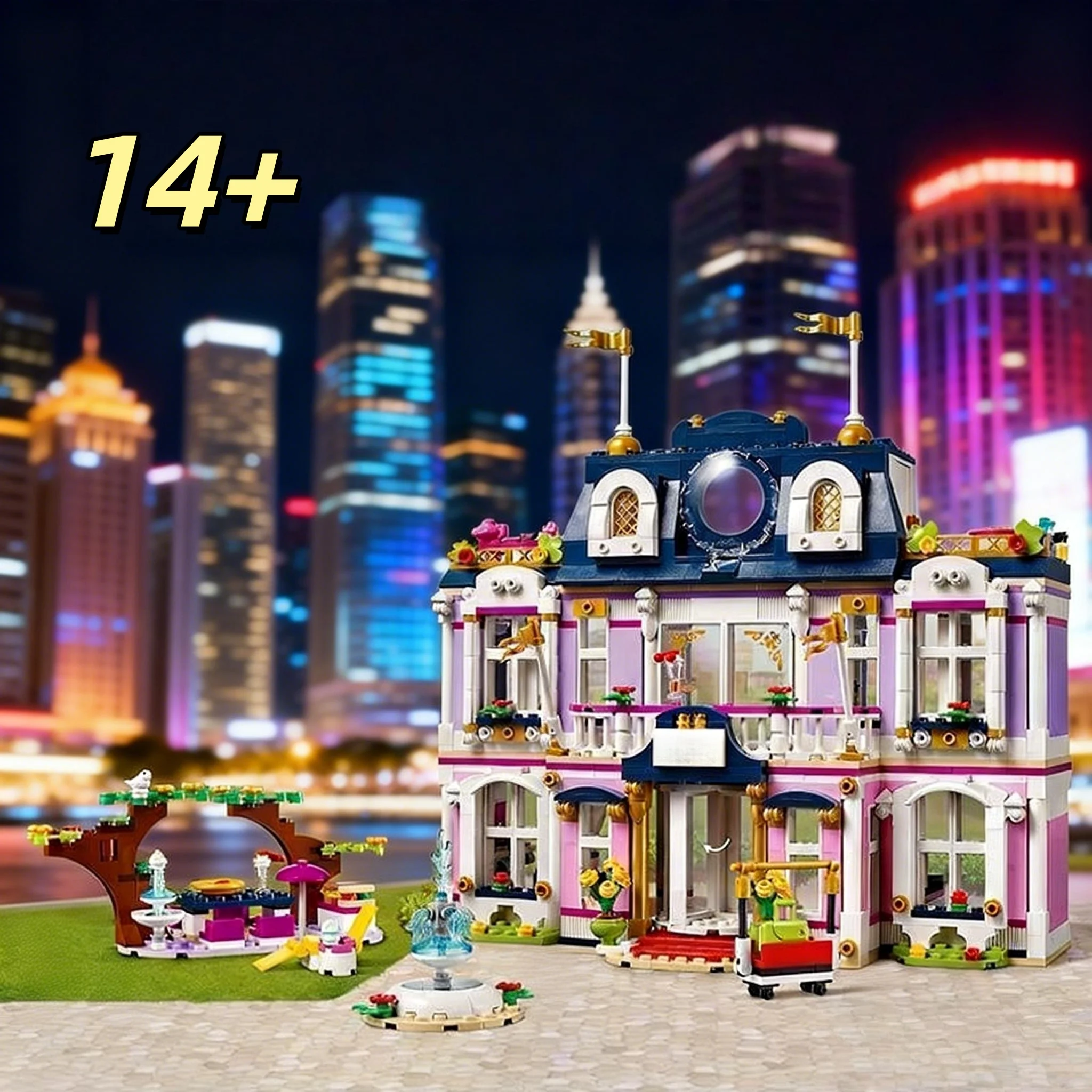 

2026 New Purple Dream Hotel MOC Street View Building Blocks DIY Girl Assembly Toy Collection City Building Display Model Brick G