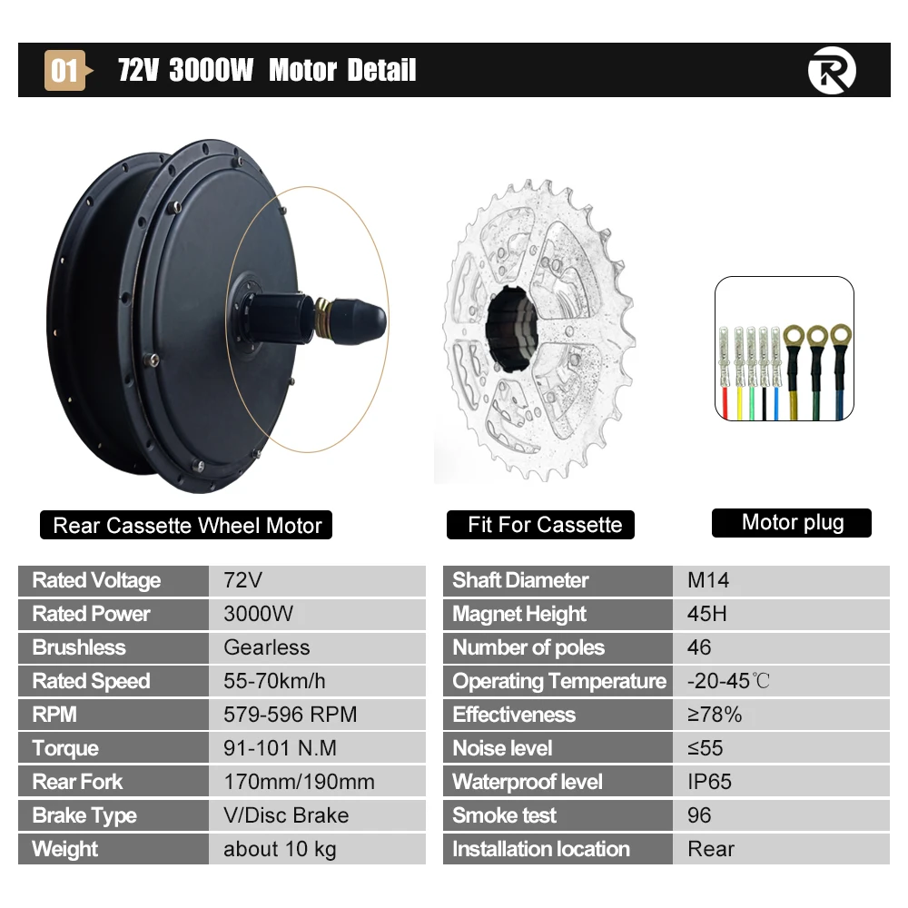 72V3000W Electric Bike Conversion Kit 170mm /190mm Fat EBike Conversion Kit with 4.0 Tire 20/26 Inch for Snow Bike