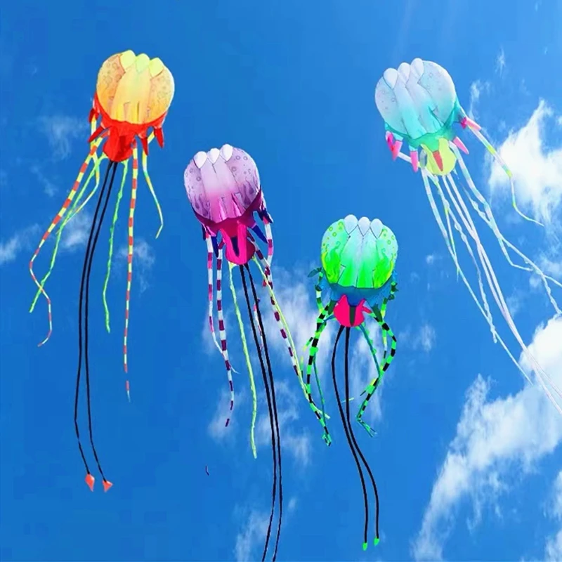 

free shipping jellyfish kite flying soft kite reel for adults kites walk in sky octopus kites large wind kites trilobites kites