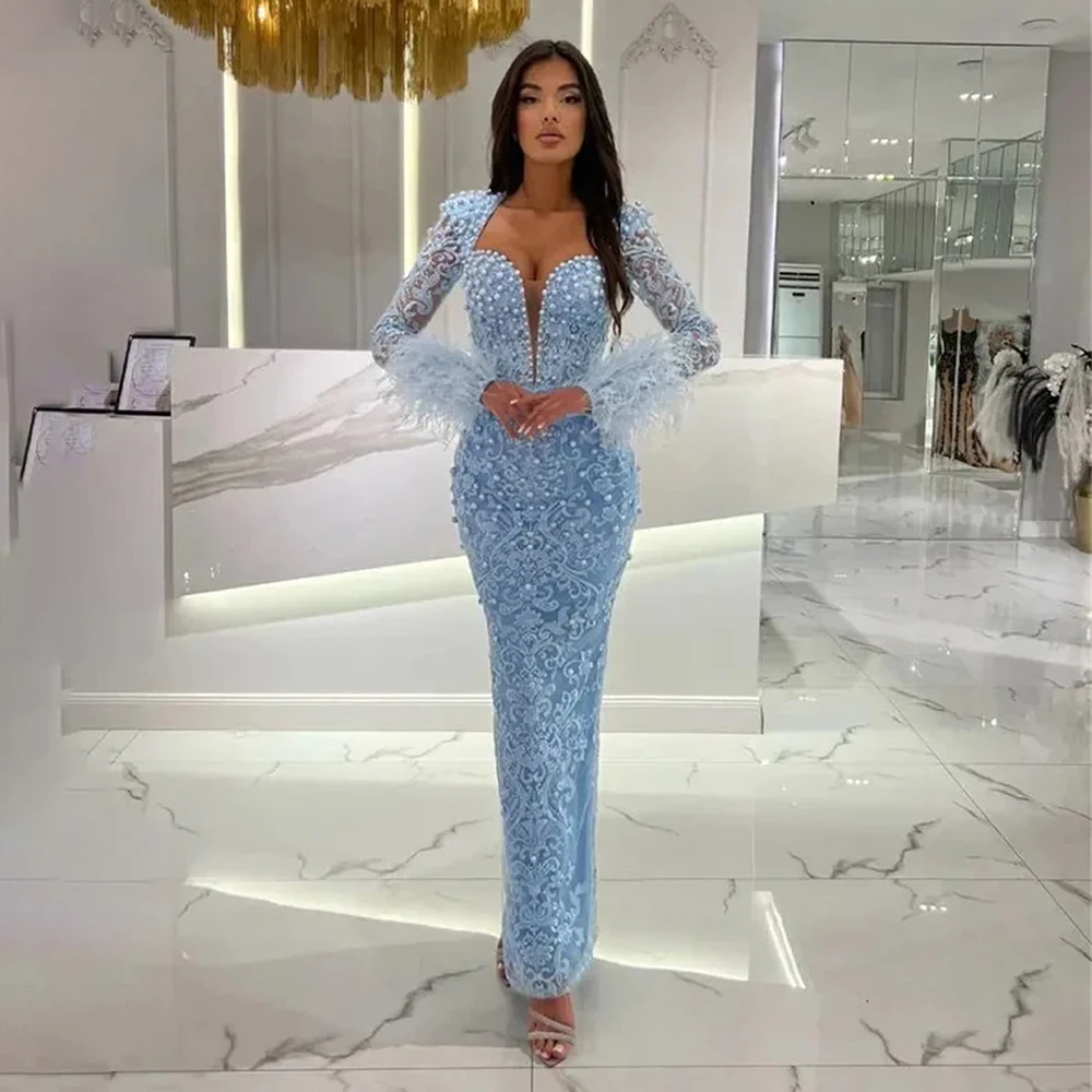 

Women's Formal Evening Gowns Lace Square Neck Beaded Sheath Evening Dresses Elegant Formal Party Gowns for Women Formal Dresses