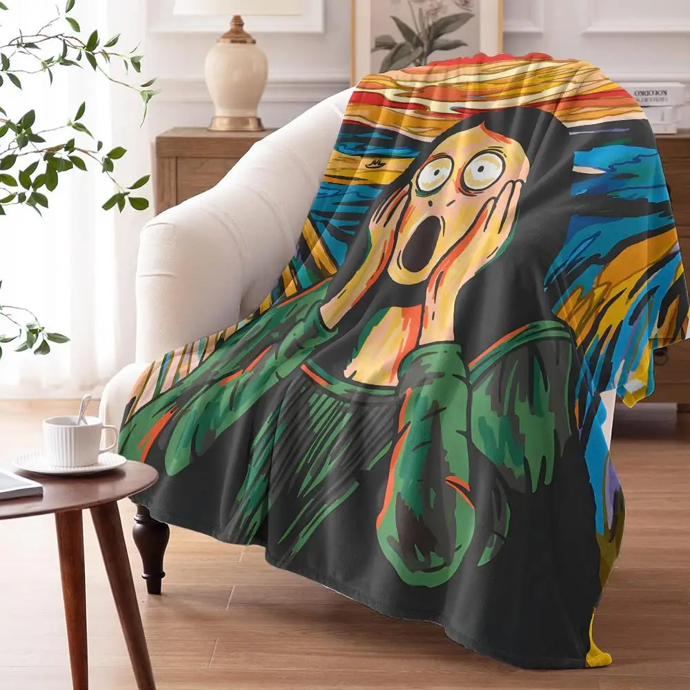 The Scream Painting Throw Soft Flannel AC Blanket Lightweight Summer Nap Throw Cozy  Blanket for Sofa Bed Travel Home