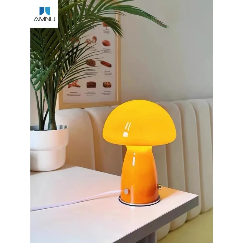 

Modern LED Mushroom Table Lamp Tri-color USB Plug Corded Desk Light for Camping Dining Bedside Home Decor Ambient Lighting