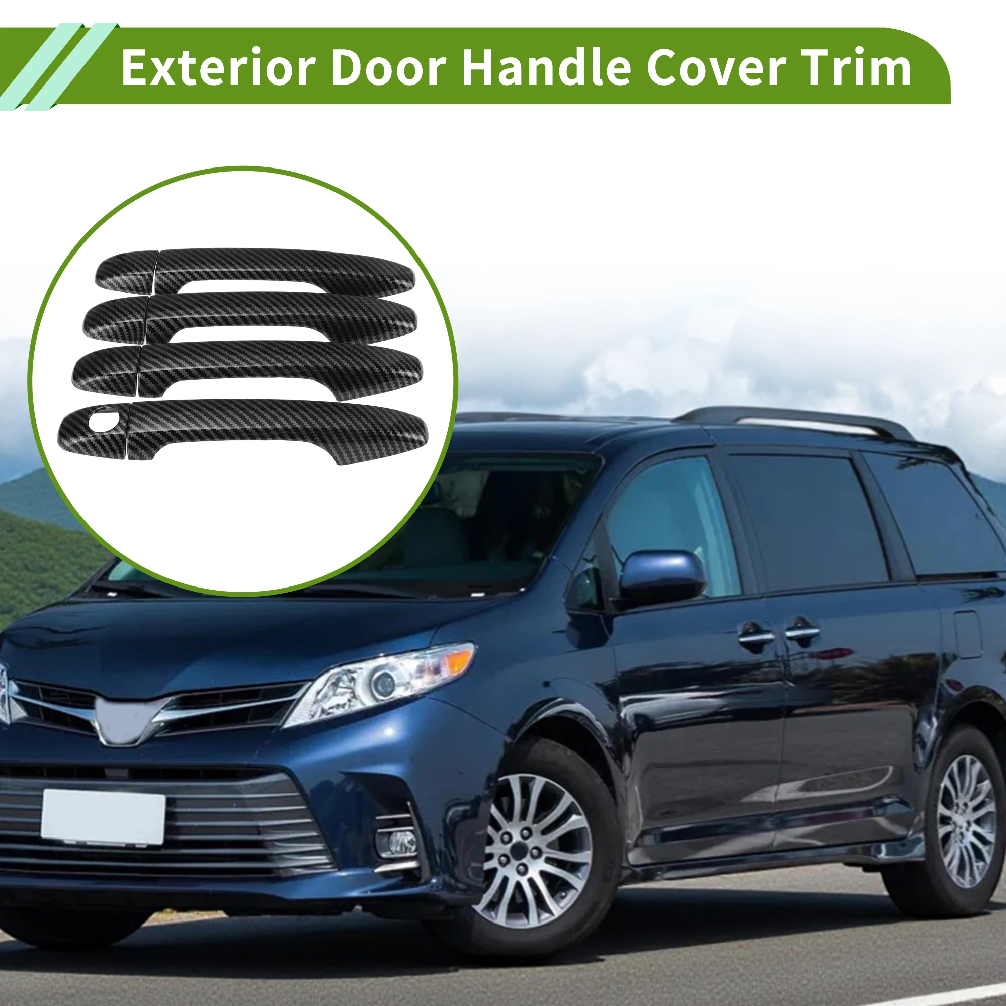 

Накладки на внешние ручки дверей UXCELL (передние и задние) для Toyota Sienna 2011-2019, обычные, под карбон, черные