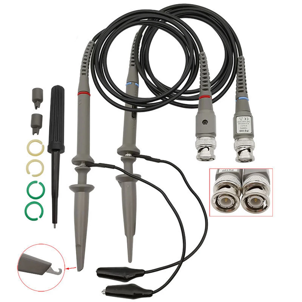 P6100 P4100 BNC Oscilloscope Probe Kit 100MHz 1X 10X Mayitr High Precision Scope Analyzer Alligator Clip Probes Test Leads