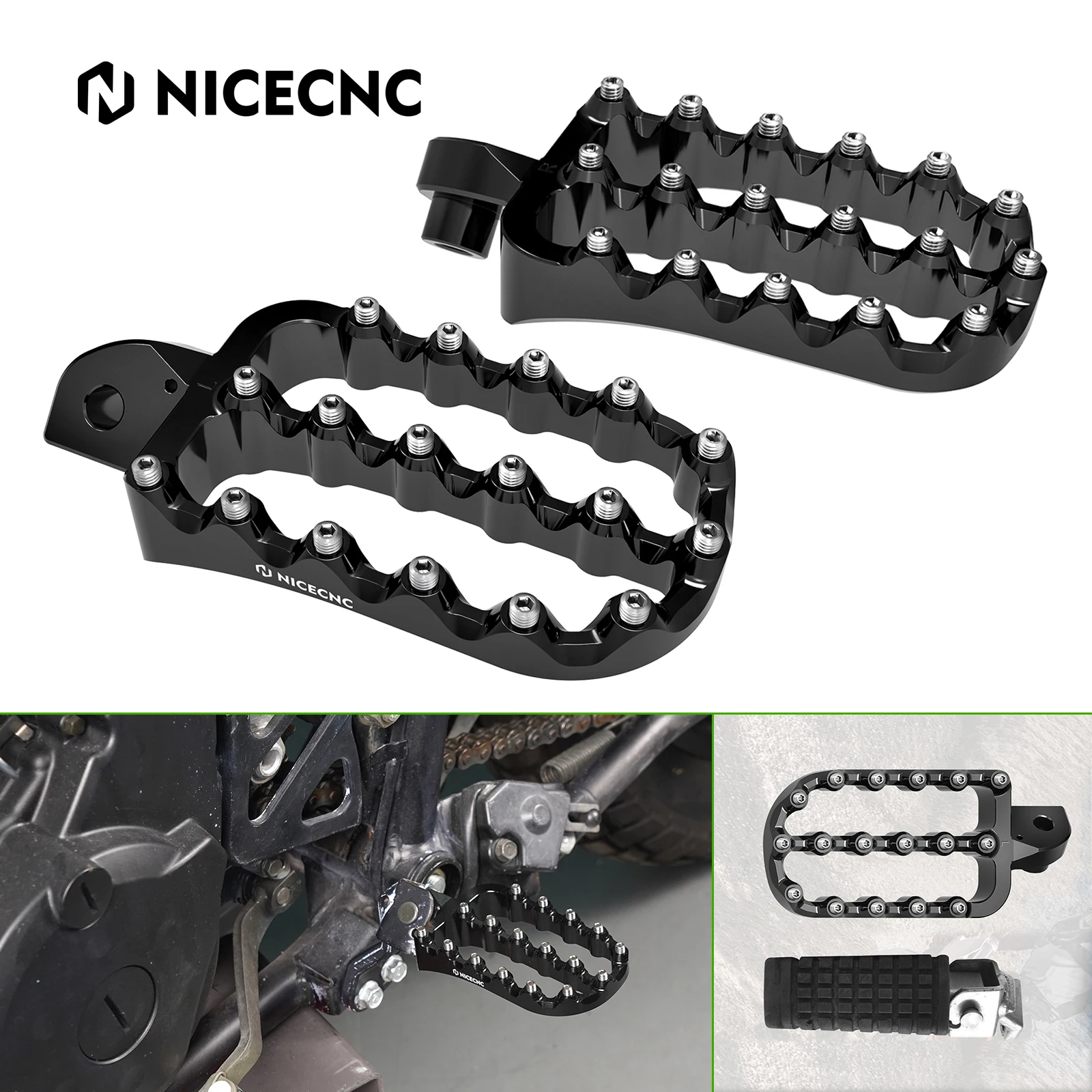 

For Kawasaki KLR 650 Footpeg Large Footrests Motorcycle Footrest Footpegs for Kawasaki KLR650 1987-2021 2022 2023 2024