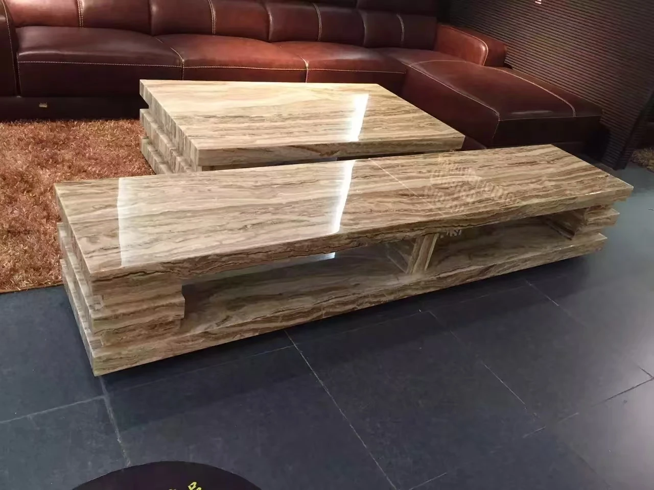 Hot Sale Modern Natural Marble TV Stand with Storage for Living Room Apartment Hotel-Fits 65