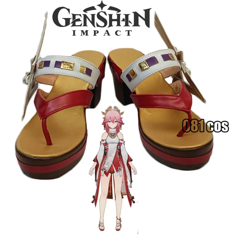 

Game Genshin Impact Yae Miko Guuji Yae Cosplay Sandals Anime High Heel Female Platform Fashion Casual Cute Cos Shoes