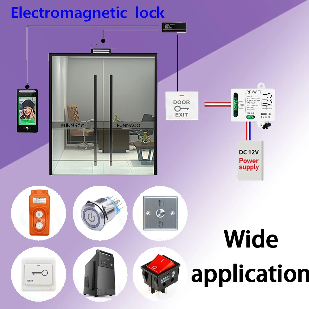 Inteligentny domowy bezprzewodowy pilot WiFi RF do sterowania światłem, przekaźnik z suchym stykiem DC 12V 24V do uniwersalnego zamka elektronicznego drzwi garażowych — zdjęcie produktu 3