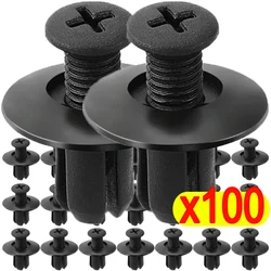 100X 8mm Plastic Rivets Fasteners Screw Car Bumper Fender Black Rivet Car Fastener Clips for Toyota Focus Kia Nissan