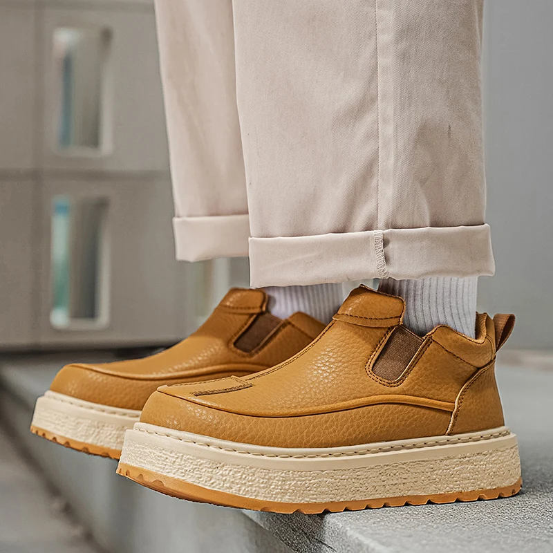 

Male Chelsea Shoes Spring Autumn High Cut Platform Men's Booties Boots Classic New Size 39-44