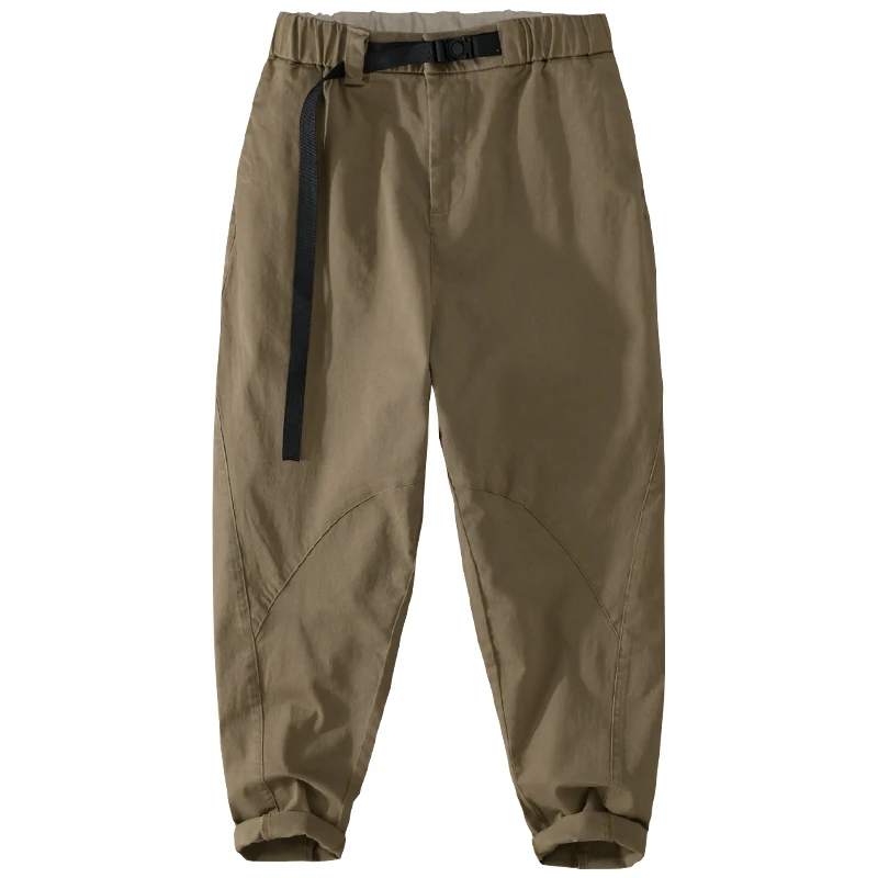 

2025 Spring Autumn New Casual Cotton Solid Color Pants for Men Clothing Straight Elastic Trousers