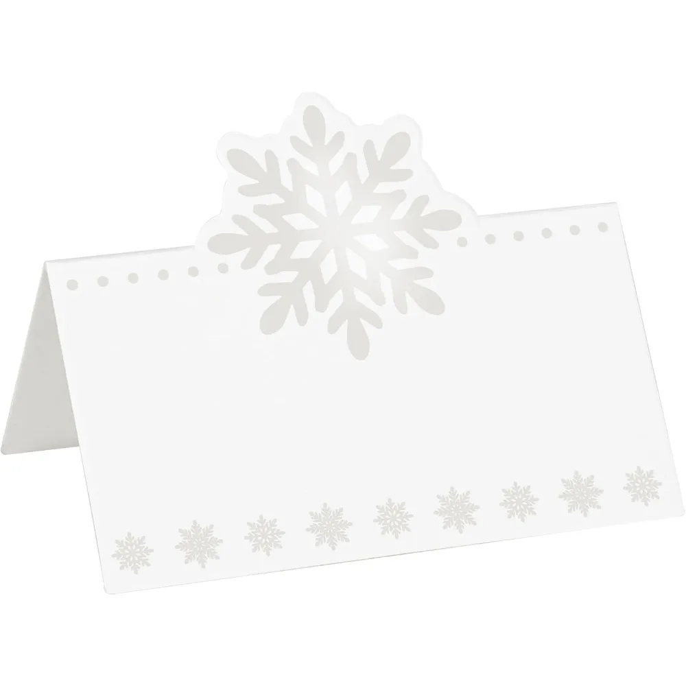 

60Pcs Snowflake Place Cards Christmas Seating Name Cards Winter Holiday Folded Tabletop Name Tags for Table Christmas Winter Wed