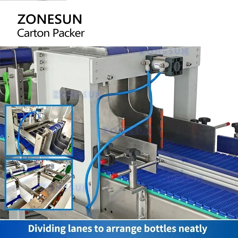 เครื่องบรรจุกล่องอัตโนมัติ ZONESUN ZS-CPL พร้อมแขนหุ่นยนต์จับและตั้งกล่อง สำหรับสายการผลิต