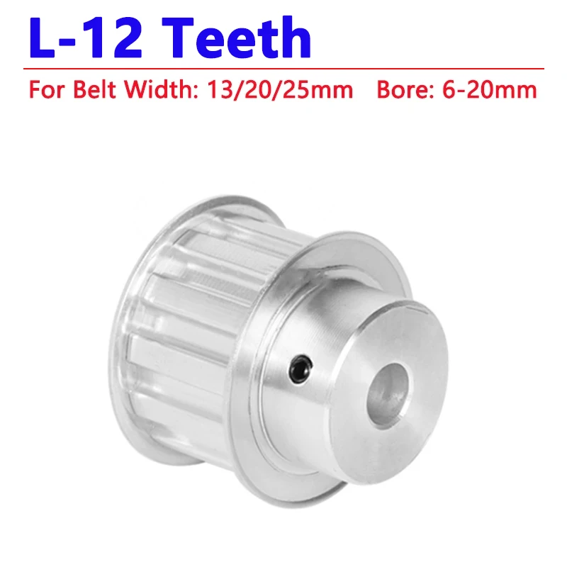 

1pc 12 Teeth L Timing Pulley 12T Aluminum Synchronous Wheel Bore 6/6.35/8/10/12/12.7/14-20mm for Belt Width 13/20/25mm BF Type