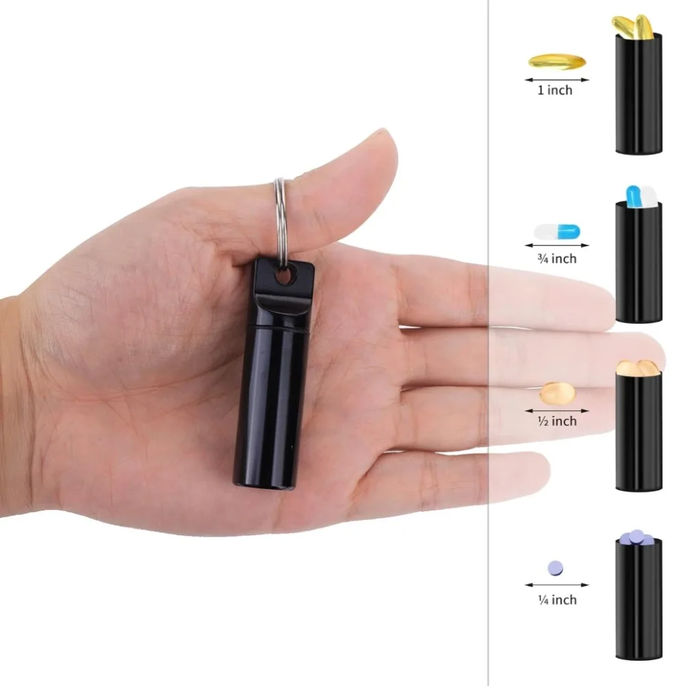 جديد محمول مقاوم للماء الألومنيوم معدن حلقة رئيسية علبة حبوب منع الحمل حاوية منظم كبسولة محكم اللوحي للتخزين على الذهاب #5