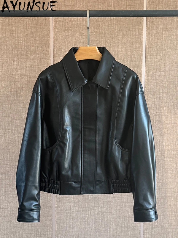 AYUNSUE 100% Echtem Schaffell frauen Jacke 2025 Herbst Elastische Taille Leder Jacke Frau Kleidung Hohe Qualität Abrigo Mujer