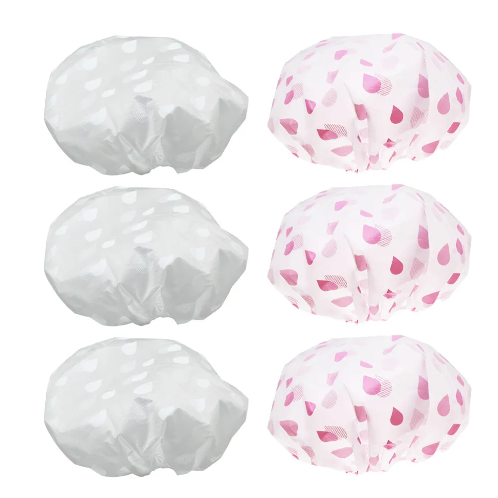 

Набор из 6 водонепроницаемых многоразовых мягких шапочек для душа, складные легкие шапочки для ванной, кухни, спа, макияжа и ухода за волосами