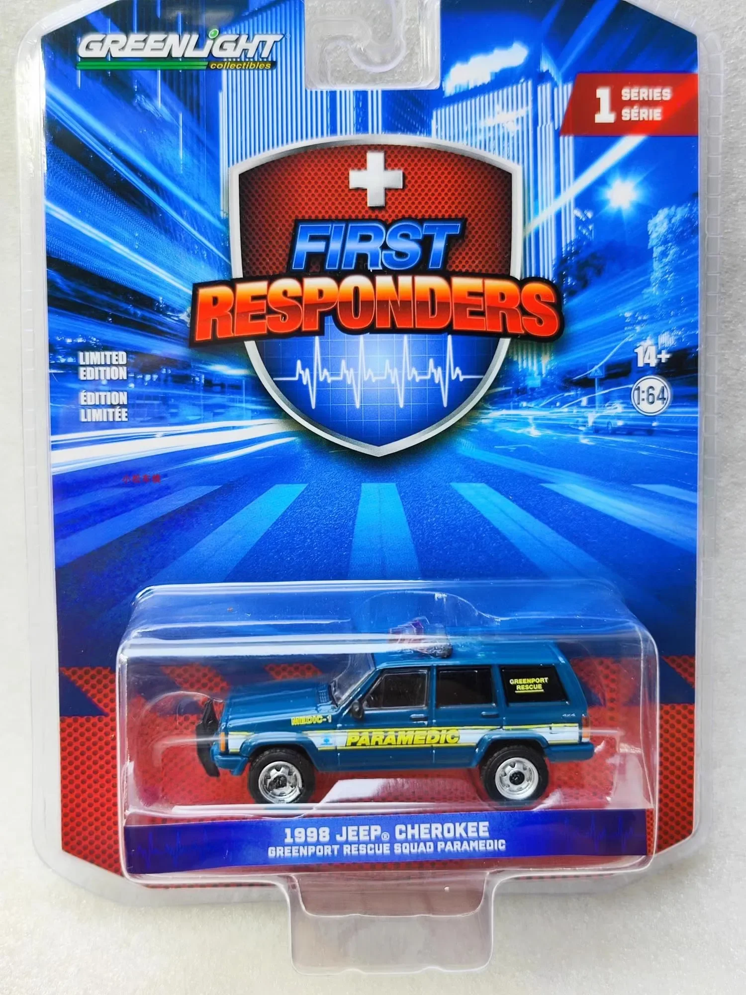 

1:64 1998 Jeep Cherokee Greenport спасательный отряд, парамедик, литые под давлением модели автомобилей из металлического сплава, игрушки для подарочной коллекции