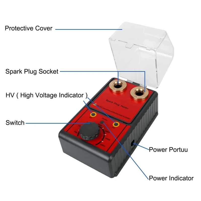 0-6000RPM 12V Spark Plug Tester Diagnostic Tool Analyzer Ignition System Test Motorcycle Truck Gasoline Vehicles