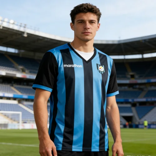 

2026 Bestseller Huachipato FC Campeón Del Sur Football Jersey Short-Sleeve Breathable Trendy Striped Sportswear Men Beachwear