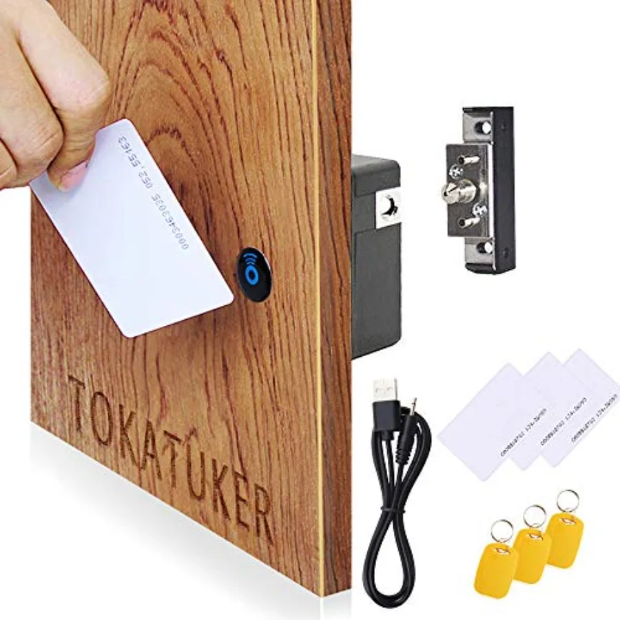 

Invisible Cabinet Lock, Hidden NFC Lock DIY RFID Latch with USB Cable Power for Wooden Drawer Liquor Cabinet Open and Close Pan