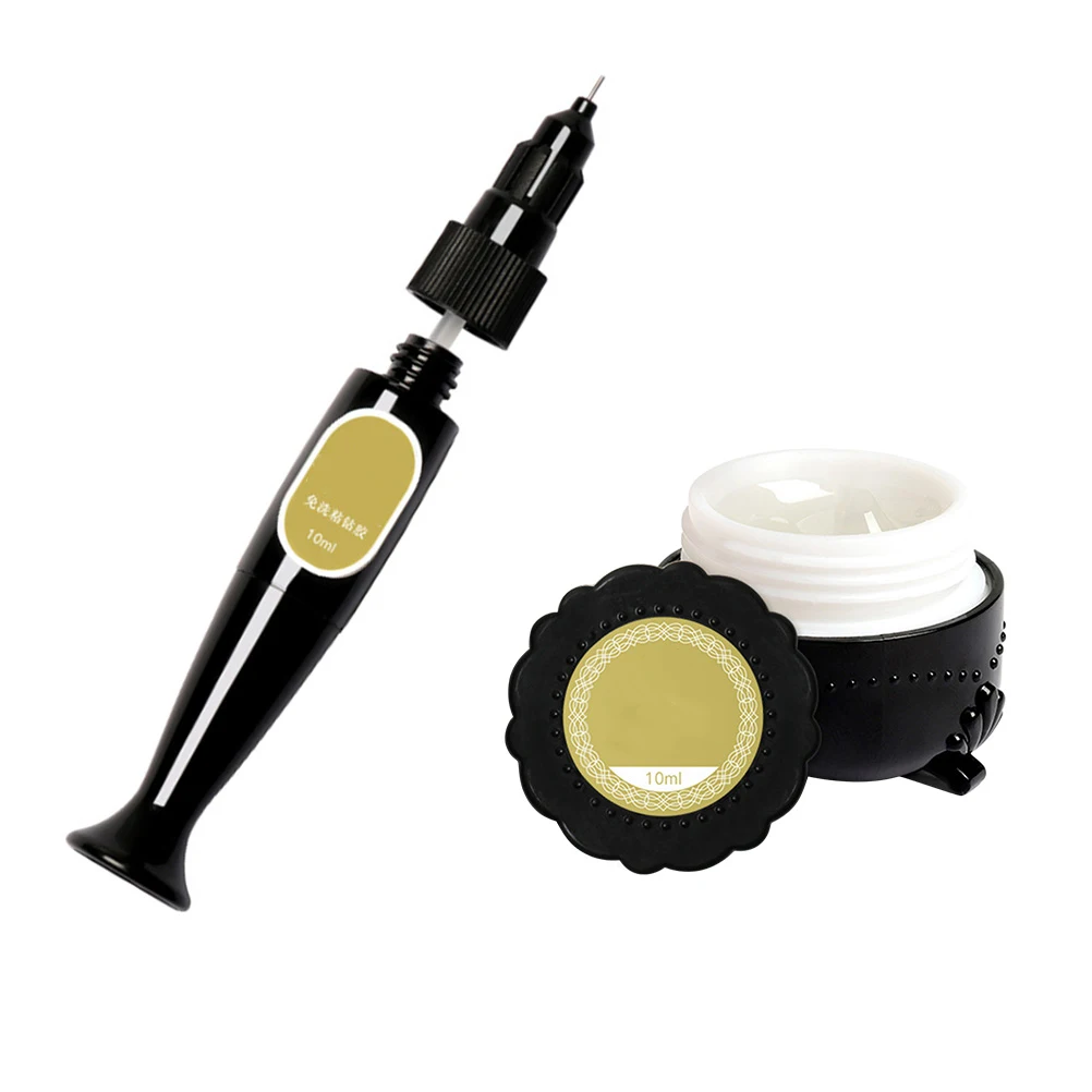 1 set di colla per nail art, design con pennello ad ago forte e duraturo per riempire le articolazioni di strass, strumento per manicure, pasta per unghie, gel