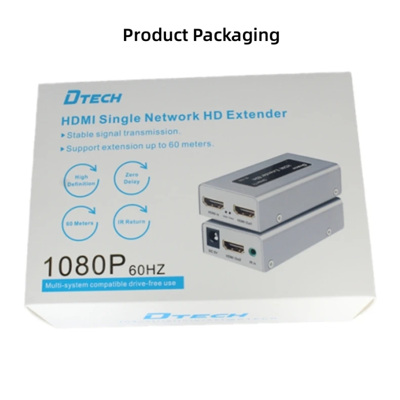 DTECH DT-7053(MS) 1080P 60Hz HDMI Single Network Cable Extender 60m über Cat5e/6 Ethernet-Kabel