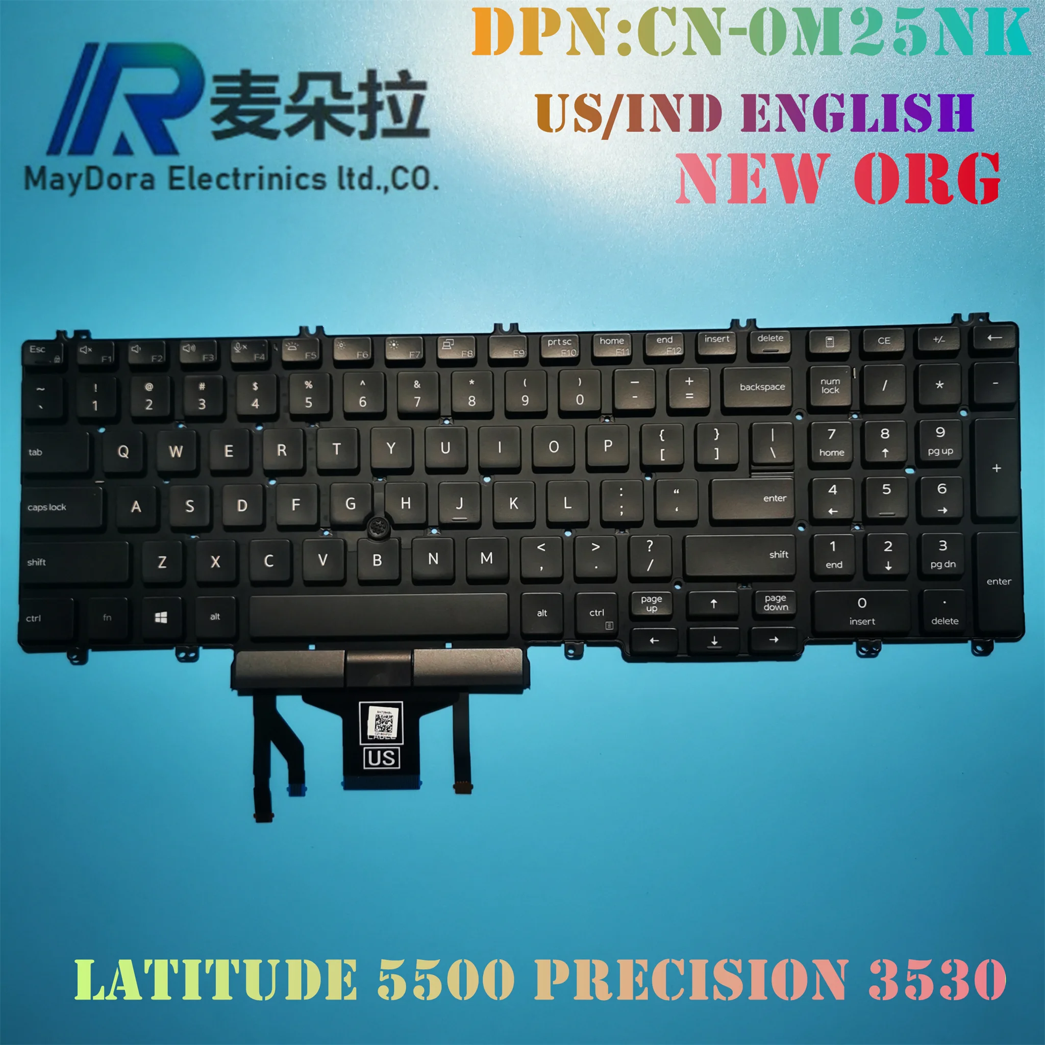 

NEW ORG Laptop Backlight keyboard for Dell Latitude 5500 5501 5510 5511 PRECISON 3530 3540 3531 3545 W/ Truckpoint 0M25NK