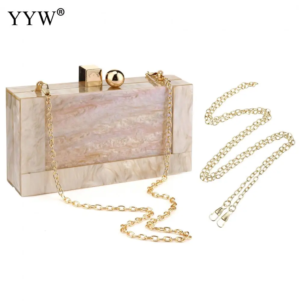 Contrast Color Acrylic Box Bags Hard Surface Women Elegant Shoulder Bags Rectangle Clutches Wedding Fashion Party Purse