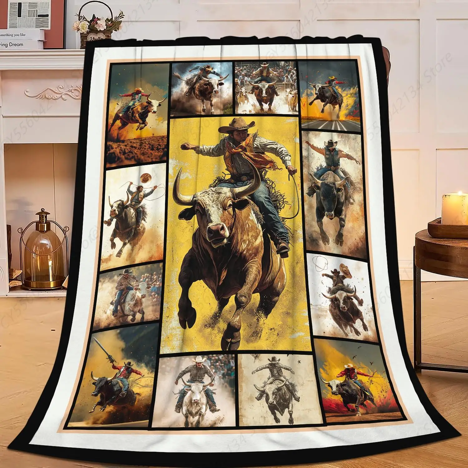

Cowboy Blanket Western Cowboy Throw Blanket Soft Cozy Warm Fuzzy Fleece Lightweight Plush Merch Western Decor Gifts Lover