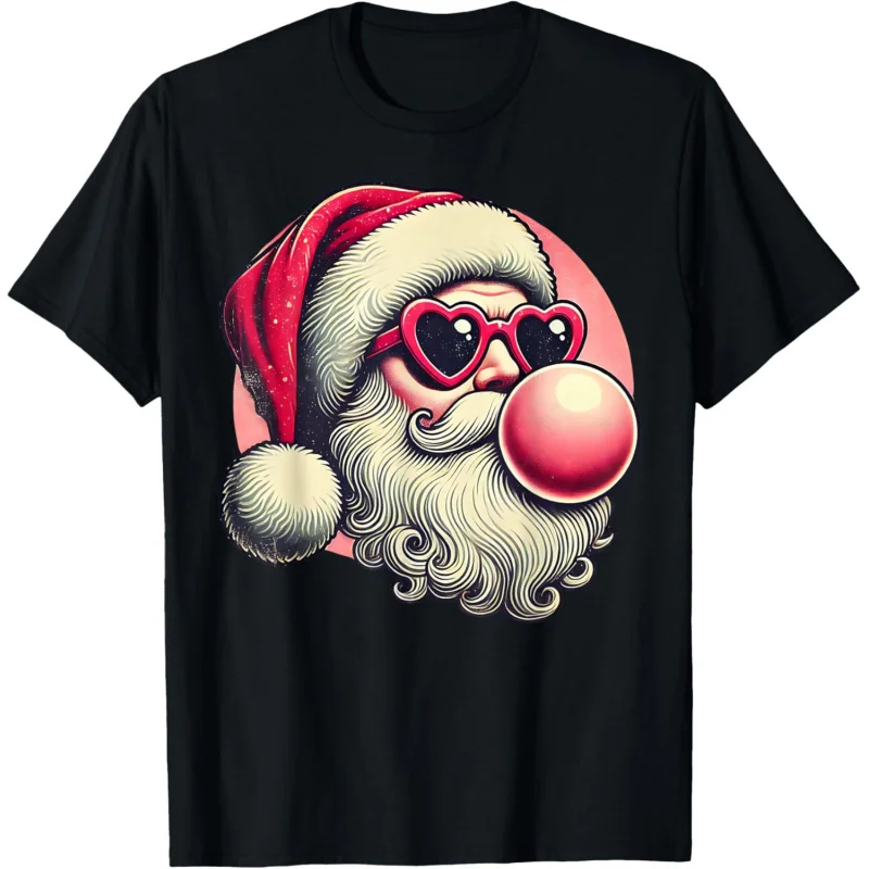 Merry Christmas Vintage Girly Santa Blowing Bubble Gum Santa Mens T-Shirt