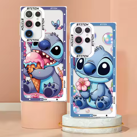 Disney Cute Stitch Case for Samsung Galaxy Note 10 20 Ultra S22 S20 S24 FE S25 Ultra S23 S10 Plus S21 Clear Soft