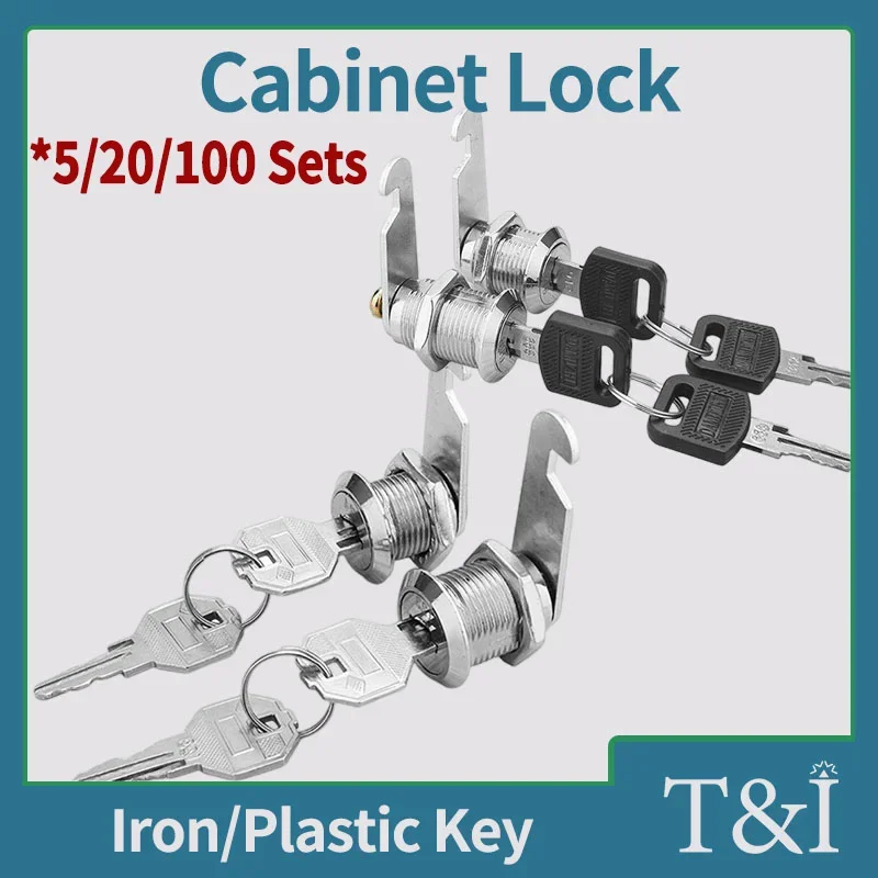 

5/20/Sets Cabinet Cam Locks with 2 Keys (Same/Different Keys),16mm-35mm - for File Cabinets,Drawers,and Office Desk Letter Boxes