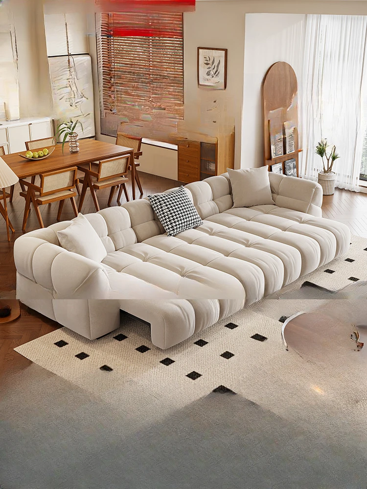 

Cat scratch cloth down modern cream style sofa bed with retractable dual-purpose intelligent living room for two people,