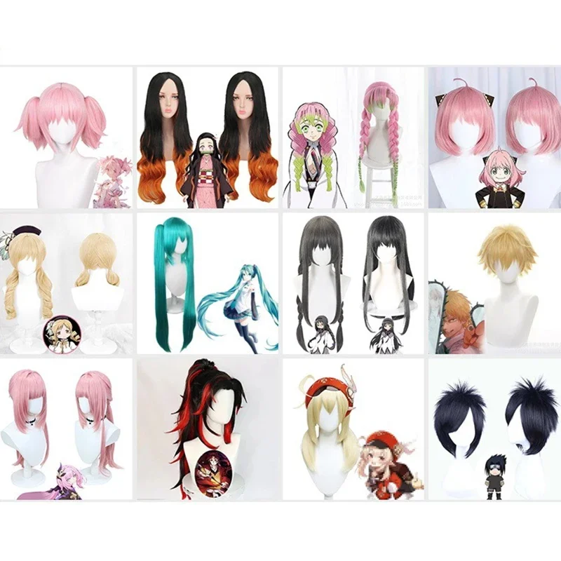 Anime Character Cos Wig Comic Exhibition Match Headwear Colorful Long Hair and Short Hair Modeling Wig Cover Denji Role Headgear