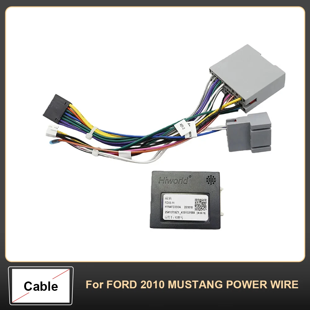 For Ford Mustang 2010 Car Radio Wiring Harness Power Cable 16Pin Adapter With Canbus Decoder Box