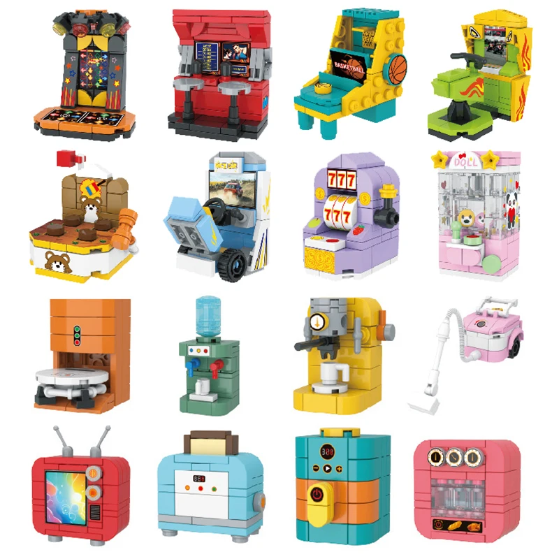 

Home Furniture Television Micro Building Blocks Water Dispenser Sweeper Oven Bread Maker Lottery Machine Bricks Toys Kids Gift