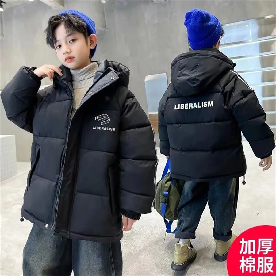 5 6 8 10 12 Years Teenagers Boys Jacket Autumn Winter Thicken Warm Kids Jacket Fashion Zipper Hooded Boys Coat New Kids Clothes