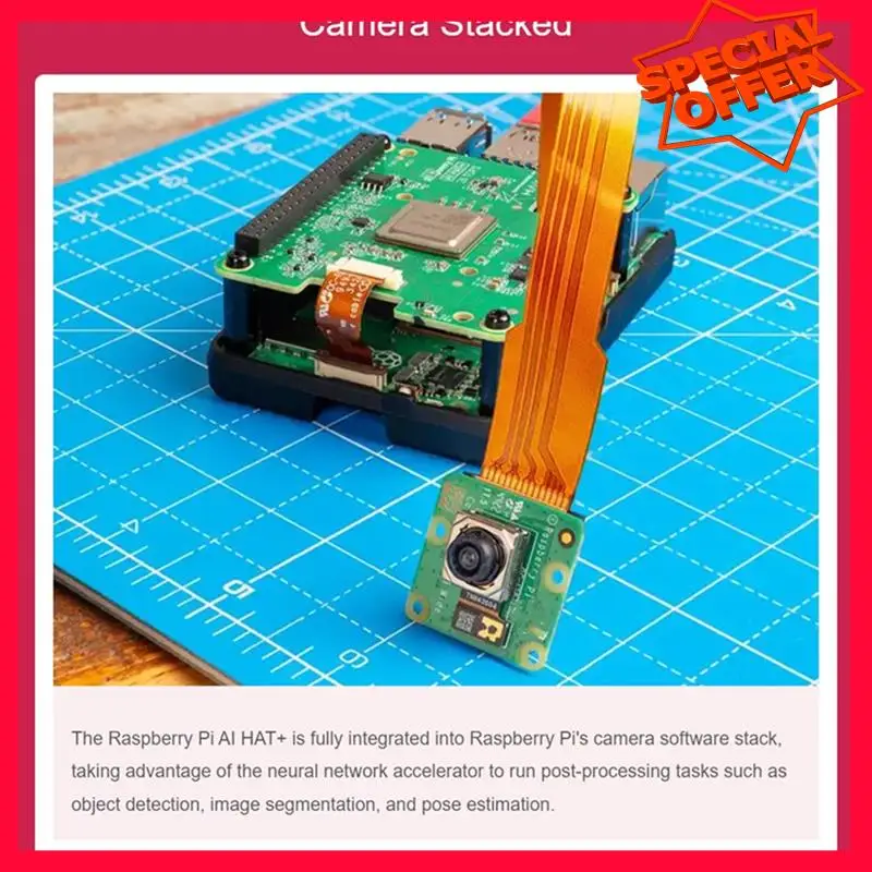 -ESTR For Raspberry Pi 5 AI HAT+, 26 Tops Hailo-8 AI Accelerator Module With Active Radiator Aluminum Alloy Case