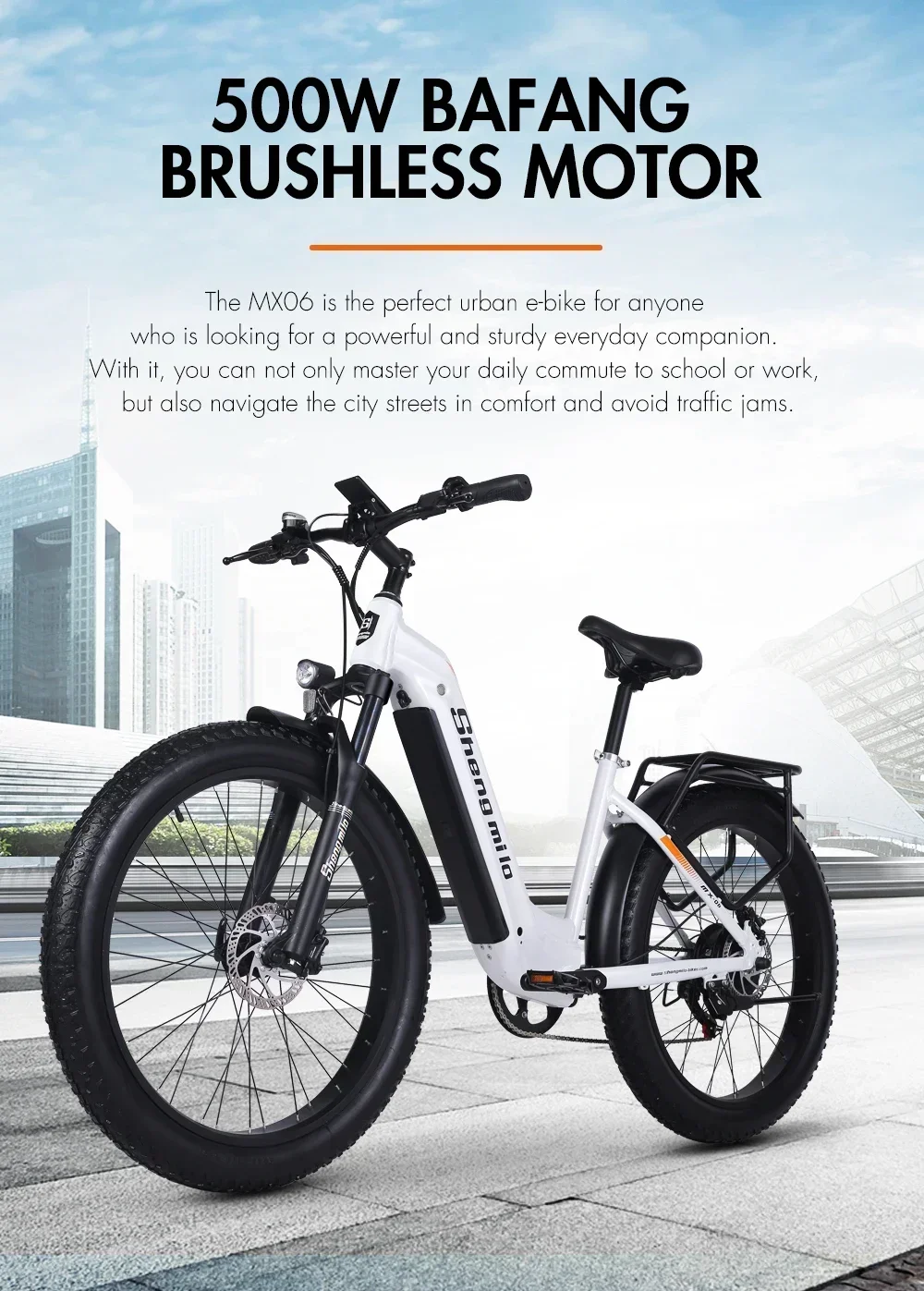 MX60 Mountain Electric Bike 500W Motor 48V17.5 Battery 26 Inch Tires All Terrain Electric Bike 42KM/H Beach Travel Electric Bike