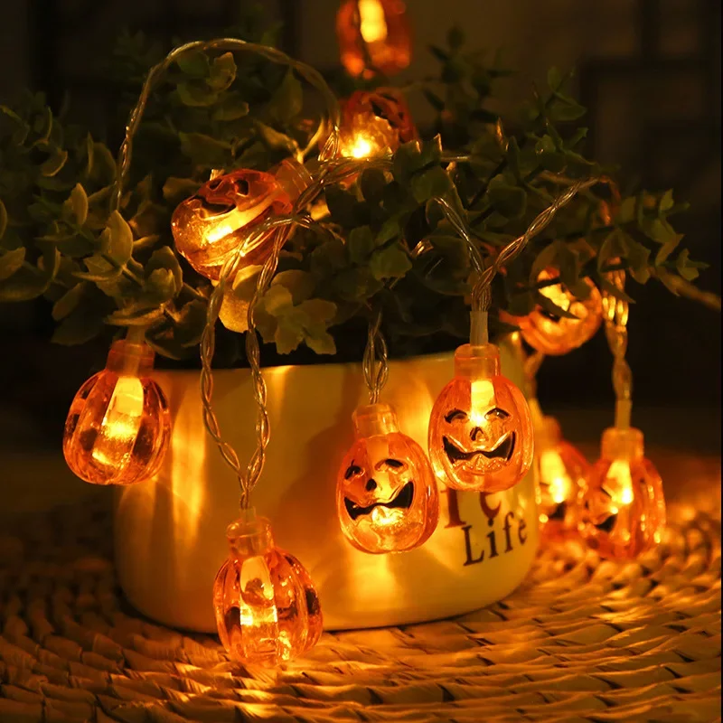 Halloween Led Lights String Twinkle Party Festoon Light Decoration Skull Pumpkin Bat Outdoor Lights Garland Street Portable