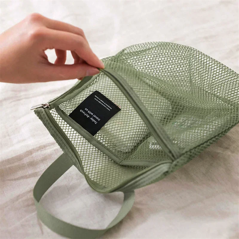 Mesh Make-Up Toilettenartikel Lagerung Taschen Handtaschen Tragbare Reise Waschen Körper Dusche Werkzeuge Organizer Hängen Kosmetische Organizer Tasche