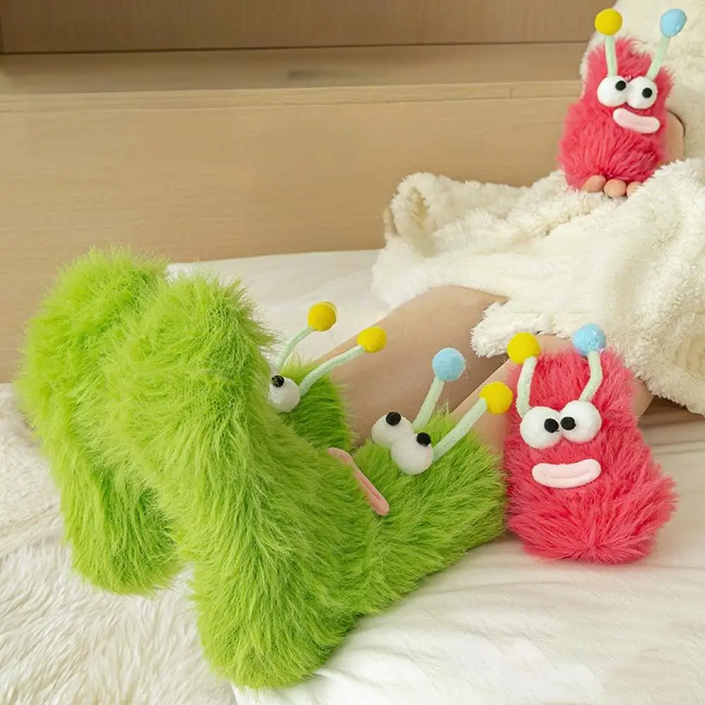 Cute Ugly Big Eye Funny Fleece Floor Socks Coral Velvet Thickened Warm Plush Socks Floor Sleeping Socks Coldproof Fluffy Socks view 3