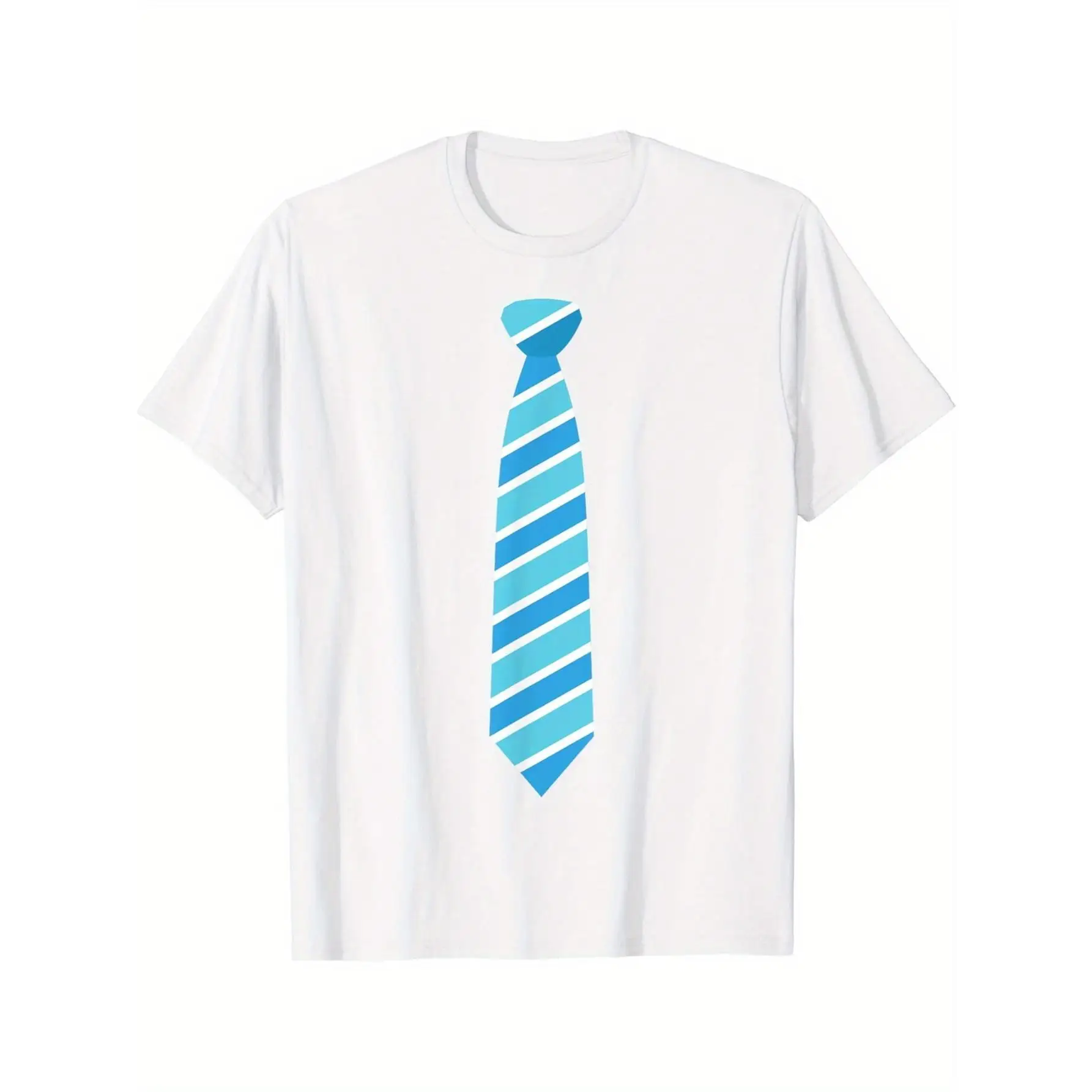 

Men's 100% Cotton Necktie Graphic T-Shirt - White Crew Neck Short Sleeve Tee - Perfect for Weddings, Prom, Office, and Casual