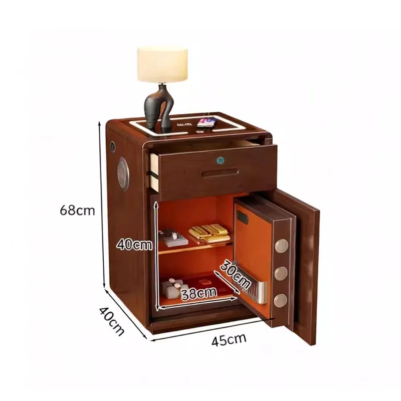 Safe Aesthetic Bedside Table With Secret Safe Lock Retro Designer Glamour Nightstands Classic Modern Table De Nuit Furniture