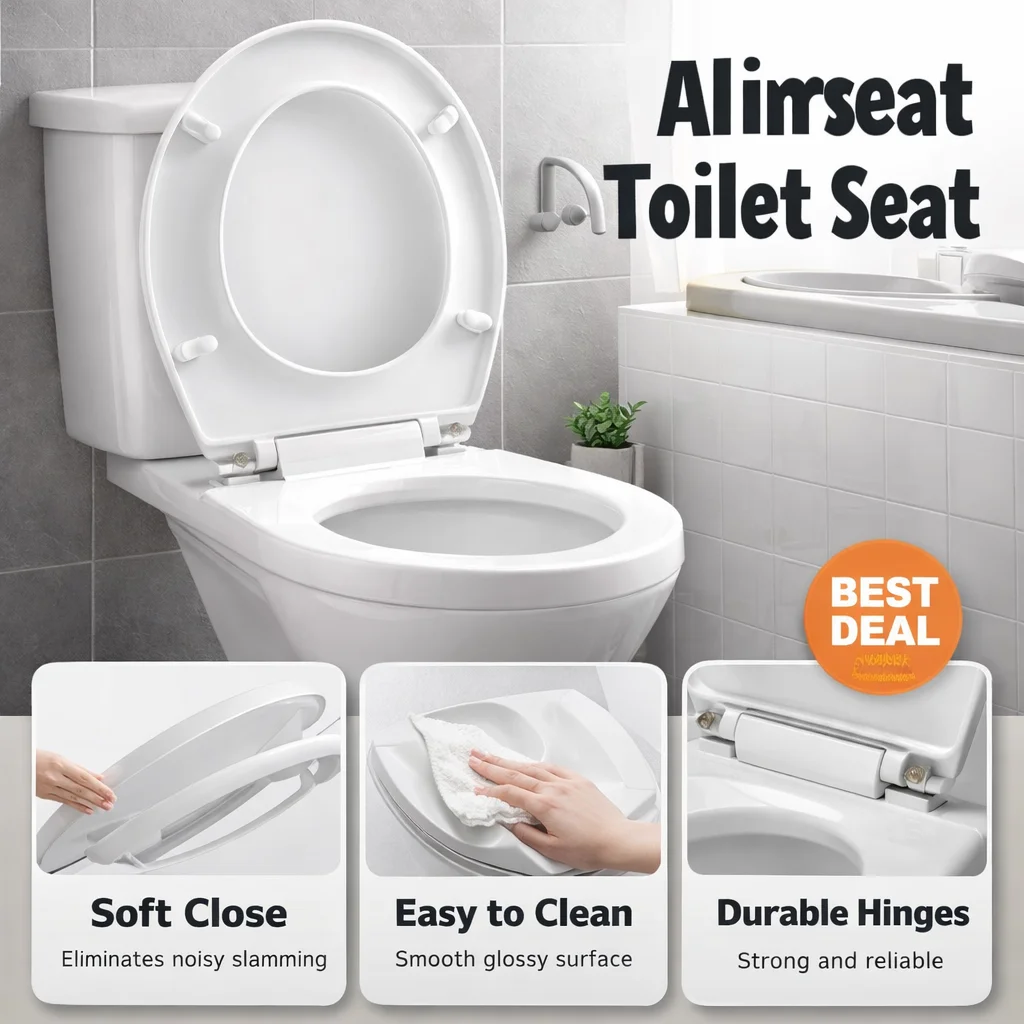 

Sturdy Toilet Lid, Durable Build, Easy Maintenance Toilet Seat for Family Office Bathroom