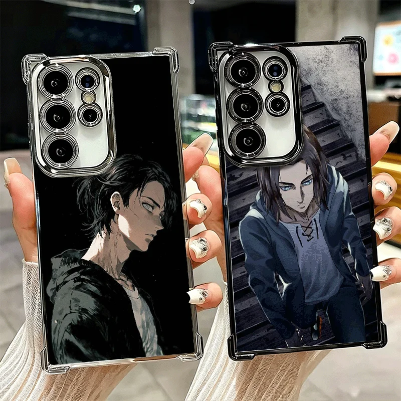 A-Attack On T-Titan Eren Yeager Plating Phone Case For Samsung Galaxy S25 S26 Edge S24 S23 Ultra S22 S21 Plus S20 FE Anti-Fall P