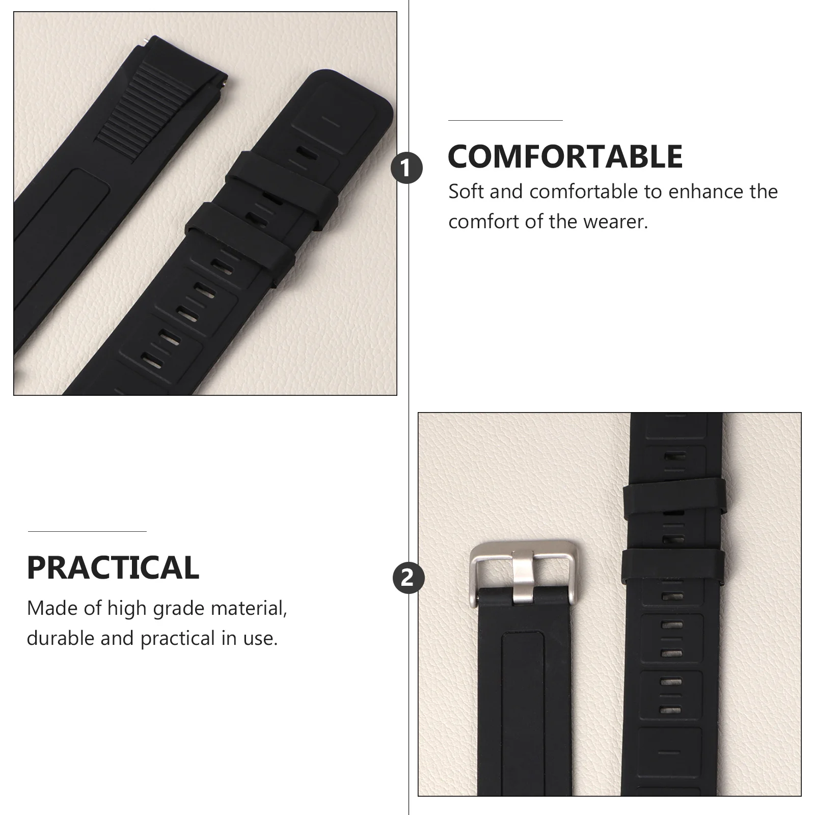 

8Pcs Silicone Watchband Buckle Ring Anti-Fall Durable Replacement Loop 16mm Multi- Band Strap Accessories